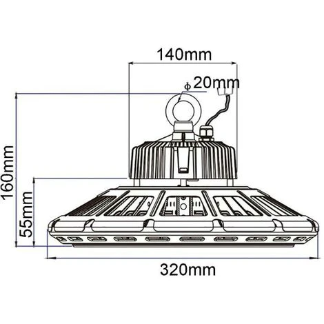 Suspension Industrielle HighBay UFO 150W IP65 NOIR (Pack De 5) - – Image 5