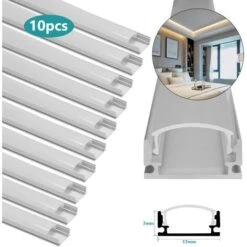 EINFEBEN 10x1M Profilé Aluminium LED Angle Anodisé Diffuseur Laiteux Pour Ruban Bande LED Couvercle Blanc Opaque Forme En U