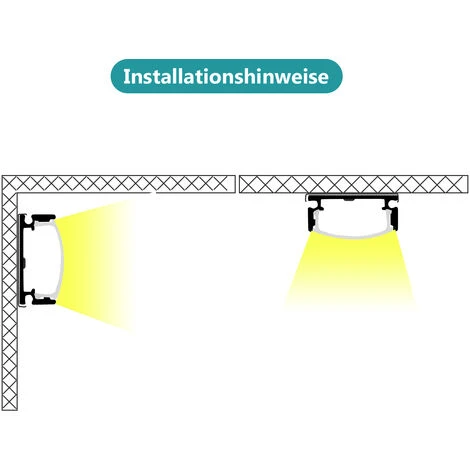 EINFEBEN 10x1M Profilé Aluminium LED Angle Anodisé Diffuseur Laiteux Pour Ruban Bande LED Couvercle Blanc Opaque Forme En U – Image 3