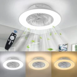 Froadp Ventilateurs De Plafond Avec Lampe Intégrée Telecommande Et Lumière Gradable Moderne Ventilateur Silencieux Avec LED Lumières Pour Éclairage Salon Chambre Salle à Manger (36W, Blanc)