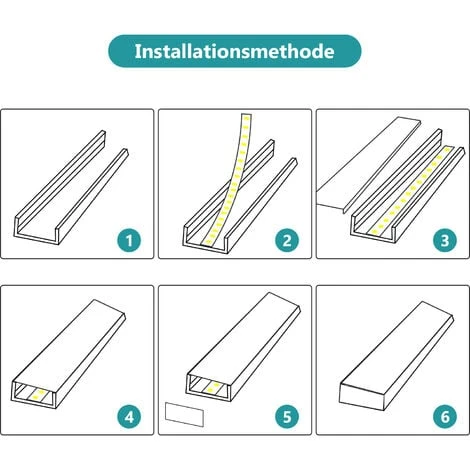 SWANEW 10x1M Profilé Aluminium LED Angle Anodisé Diffuseur Laiteux Pour Ruban Bande LED Couvercle Blanc Opaque Forme En U – Image 4