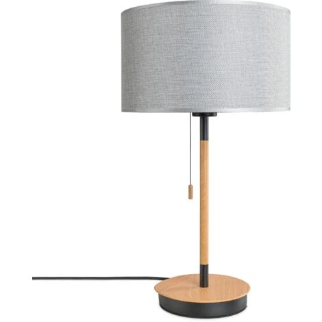 Paco Home Lampadaire Salon Abat-Jour Tissu Lampe À Poser Textile E27 Veilleuse Gris (Ø28cm), Lampe De Table - Noir
