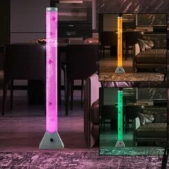 Colonne à Bulles à Colonne D'eau à LED Avec Cinq Poissons Décoratifs Changeur De Couleurs RVB Lampadaire Décoratif Avec Poisson, Plastique, Changeur De Couleurs à LED, H 122 Cm