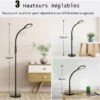 Lampadaire - Luminosité Et Température De Couleur Réglables - H 86 à 166 Cm -Flexible à 360º - Avec Télécommande