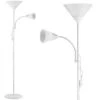 Lampadaire Sur Pied Avec Liseuse Luminaire Lampe Orientable 175 Cm Blanc Ou Noir-Blanc