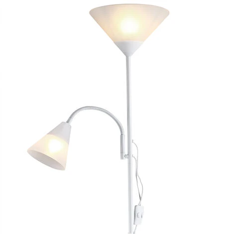 Lampadaire Sur Pied Avec Liseuse Luminaire Lampe Orientable 175 Cm Blanc Ou Noir-Blanc – Image 5