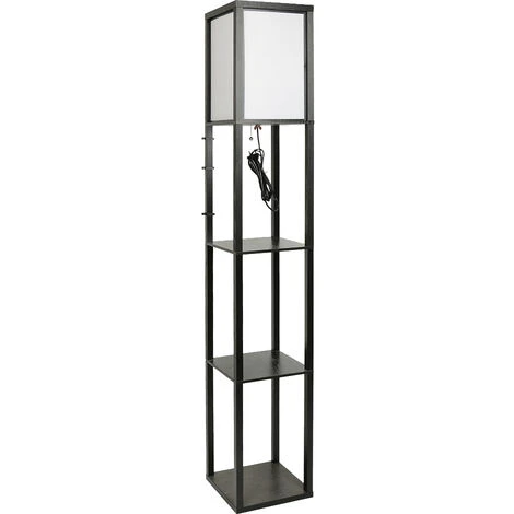 Hofuton Lampadaire Sur Pied 159 Cm En Bois Avec 3 Etagères Et Abat-jour En Tissu, Idéal Pour Salon Et Chambre – Image 2