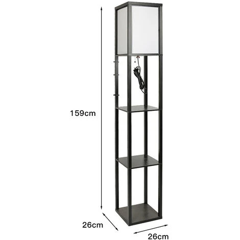 Hofuton Lampadaire Sur Pied 159 Cm En Bois Avec 3 Etagères Et Abat-jour En Tissu, Idéal Pour Salon Et Chambre – Image 4