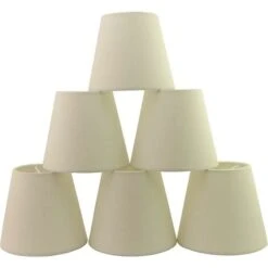 Ensemble De 6 Abat-jour à Pince Pour Lustre En Cristal De Bougie (lin Blanc Cassé) Cadeau