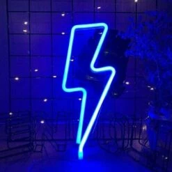 Enseigne Lumineuse Au Néon éclair Neon Light LED Sign En Forme De Lumière Décoration Murale Pour Anniversaire Décoration De Fête Mariage éclairage De Nol Salle De Séjour (Bleu)