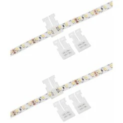 4x Connecteur Rapide Double Droit à 2 Broches Pour Ruban LED Blanc 12V 24V Clip Fixation Raccord Accessoire Finition Eclairage Placard Dressing, Pour Ruban 8mm