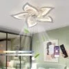 Ventilateur De Plafond Silencieux à LED Avec éclairage, Plafonnier De Chambre à Coucher 50W, Avec Télécommande Et Lampe à Intensité Variable APP Avec Ventilateur Acrylique Lampes Cuisine De Salon [Cla