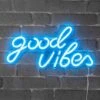 Neon Led Good Vibes 40,5CM - Neon Mural Bleu Sur Secteur - Lampe Neon Enseigne Avec Interrupteur ON/OFF Pour Deco Chambre Decoration Salon Decoration Lumineuse Interieur