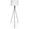 Lampadaire Filaire Trépied En Tissu Blanc Et Pieds Noirs H 152cm Pour Intérieur
