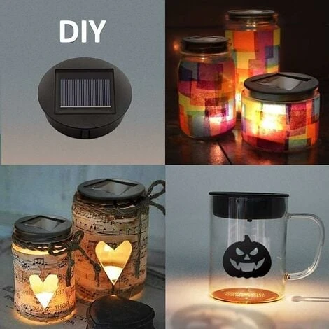 Lot De 2 Lampes Solaires De Rechange Avec LED - Panneau Solaire - Couvercle De Rechange - Pour éclairage Extérieur - Pour Décoration De Jardin – Image 3