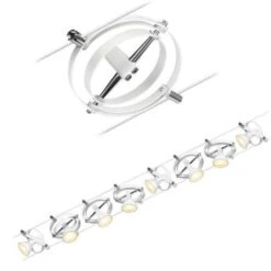 Paulmann Système De Corde Cardan Blanc Matt 8 Taches Sans Ampoules Max. 8xw Gu5,3 Dc 60va