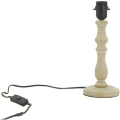 Pied De Lampe En Bois Sculpté Naturel