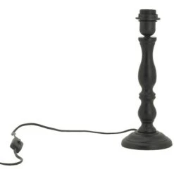 Pied De Lampe En Bois Sculpté Bois Noir