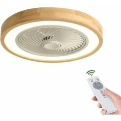 Bois Ventilateur De Plafond Silencieux Avec éclairage 36W Plafonnier Ventilateur LED Dimmable Télécommande Fan Lustre Moderne Lampe De Plafond Pour Chambre D'enfant Salon Restaurant Bureau