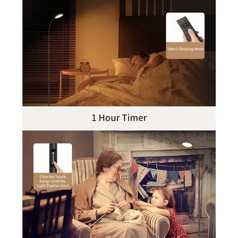 Lampadaire Sur Pied Salon, Lampadaire LED 12W, 4 Températures De Couleur, Gradation En Continu, Télécommande Et Commande Tactile,col Flexible,Minuterie 1H,Lampe Sur Pied Pour Salon,Chambre,Noi – Image 5