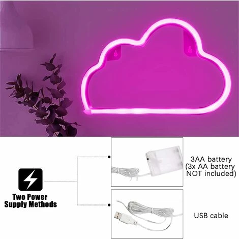 Enseignes Au Néon Nuage, Enseigne Au Néon Pour Décoration Murale, Néons Pour Décoration De Chambre Esthétique, Enseignes Au Néon LED Alimentées Par USB/batterie Pour Chambre, Salon, Noël, Anniversaire – Image 4
