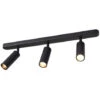 Spots De Plafond Orientable, Plafonnier Spot Noir Avec Douille GU10, Rampe Spots Et Rails De Spots Moderne, Sans Ampoules, Plafonnier 3 Spots Pour Cuisine Chambre Salon Couloir Salle à Manger，corps No