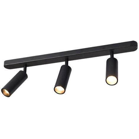 Spots De Plafond Orientable, Plafonnier Spot Noir Avec Douille GU10, Rampe Spots Et Rails De Spots Moderne, Sans Ampoules, Plafonnier 3 Spots Pour Cuisine Chambre Salon Couloir Salle à Manger,corps No