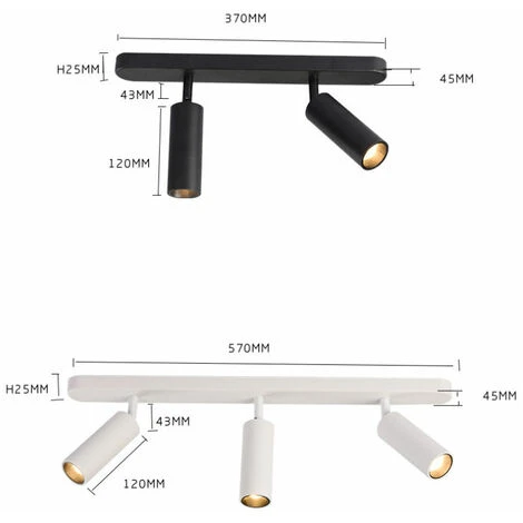 Spots De Plafond Orientable, Plafonnier Spot Noir Avec Douille GU10, Rampe Spots Et Rails De Spots Moderne, Sans Ampoules, Plafonnier 3 Spots Pour Cuisine Chambre Salon Couloir Salle à Manger,corps No – Image 3