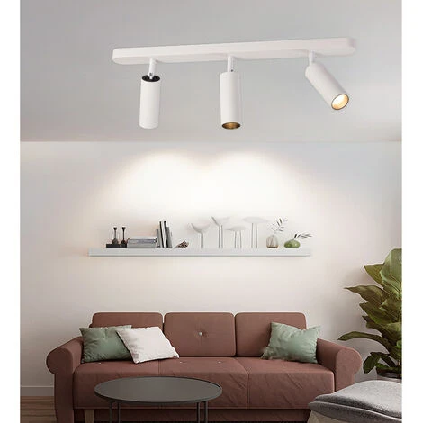 Spots De Plafond Orientable, Plafonnier Spot Noir Avec Douille GU10, Rampe Spots Et Rails De Spots Moderne, Sans Ampoules, Plafonnier 3 Spots Pour Cuisine Chambre Salon Couloir Salle à Manger,corps No – Image 5