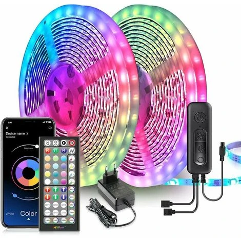 Ruban LED, 20M Bande LED Ultra-longue Lumineuse LED 5050 RGB Contrlé Par Télécommande APP, Synchroniser Avec Rythme De Musique, Led Ruban Pour Chambre, Mariage, Fête, Nol, Cuisine [Classe énergétique