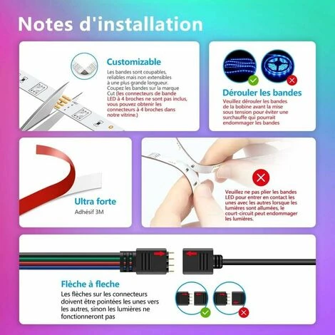 Ruban LED, 20M Bande LED Ultra-longue Lumineuse LED 5050 RGB Contrlé Par Télécommande APP, Synchroniser Avec Rythme De Musique, Led Ruban Pour Chambre, Mariage, Fête, Nol, Cuisine [Classe énergétique – Image 3