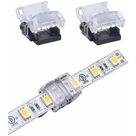2x Connecteur Coupleur Rapide De Bandes LED Monochromes 8mm Sans Soudure Borne Câble Lumière Adaptateur Bande Lumineuse Pratique Ruban Hippo