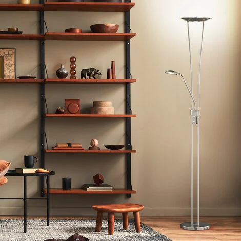 Lampadaire, Uplighter, Salle à Manger, LED, Dimmable, Liseuse, Lampadaire, Dimmable, Mobile, Variateur 3 Niveaux, 2x LED 25W 5W 3500Lm, LxlxH 50x25x180 Cm – Image 3