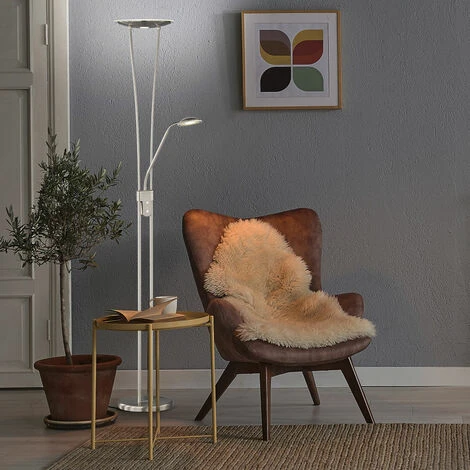 Lampadaire, Uplighter, Salle à Manger, LED, Dimmable, Liseuse, Lampadaire, Dimmable, Mobile, Variateur 3 Niveaux, 2x LED 25W 5W 3500Lm, LxlxH 50x25x180 Cm – Image 4