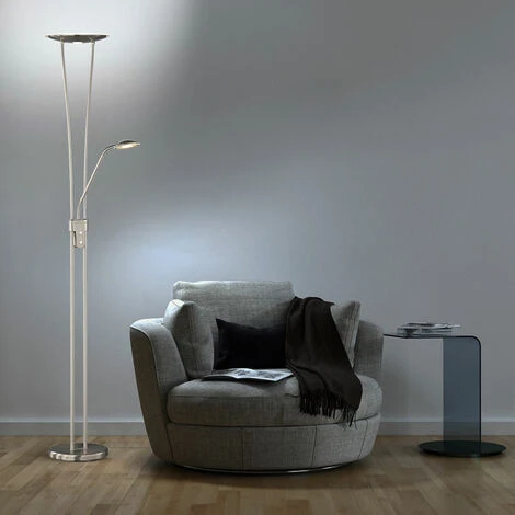 Lampadaire, Uplighter, Salle à Manger, LED, Dimmable, Liseuse, Lampadaire, Dimmable, Mobile, Variateur 3 Niveaux, 2x LED 25W 5W 3500Lm, LxlxH 50x25x180 Cm – Image 5