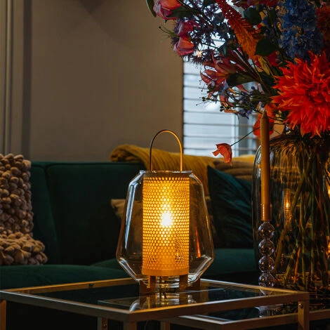 QAZQA Kevin - Lampe De Table Art Deco - 1 Lumière - Ø 23 Cm - Doré/Laiton - Art Deco - Éclairage Intérieur - Salon I Chambre I Cuisine I Salle à Manger – Image 2