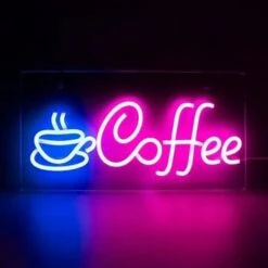 1pc Neon LED Coffee Néon Lettre Art Mural Enseigne Lumineuse Jolie Lampe Néon Pour Café Bar Club Party Deco Cadeau Décoration Fête,rose