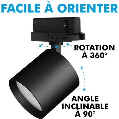 Spot Tracklight Noir 33W Pour Rail 4 Wires Equi 180W 2900Lm Température De Couleur: Blanc Neutre 4000K – Image 3