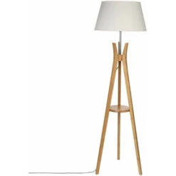 Lampadaire Avec Trépied En Bambou Kalo - Beige - D 46 X H 156 Cm - Livraison Gratuite