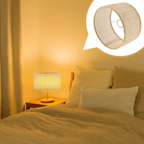 Abat-jour En Osier Rotin Lustre Abat-jour Tissé Plafonnier Couvre Clip Sur Abat-jour Ampoule Pour Table Mur Plafond Lampadaire – Image 2