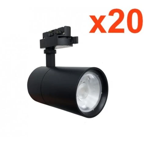 Spot LED Sur Rail 30W 80° Compact Monophasé NOIR (Pack De 20) - Blanc Chaud 2300K - 3500K - SILAMP – Image 4