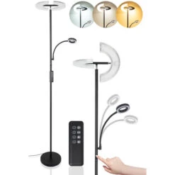 Allesin Lampadaire LED Avec Liseuse, Lampadaire Lune Double Domicile, Température De Couleur Et Luminosité Réglable, Contrôle Tactile Et Télécommande, Pour Salon Chambre Bureau