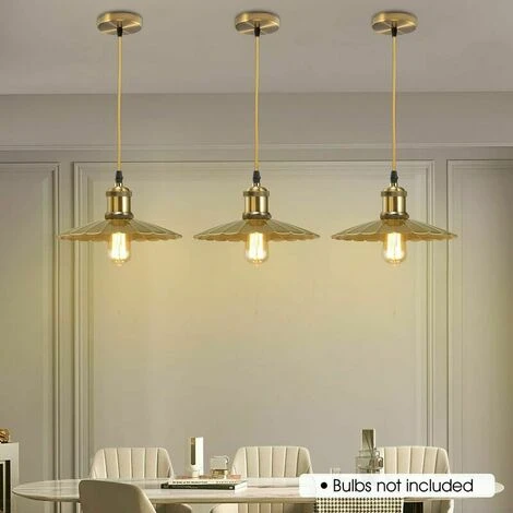 DHKLFA Suspension Luminaire En Métal Suspension De Lampe Douilles De Lampe E27 Avec Câble, Douille De Lampe Douille De Suspension De Plafond Tressé Bronze Réglable 90cm, Pour éclairage Au Plafond (gol – Image 3