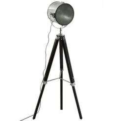 Lampadaire En Métal Bois Ebor Noir - Atmosphera Créateur D'intérieur