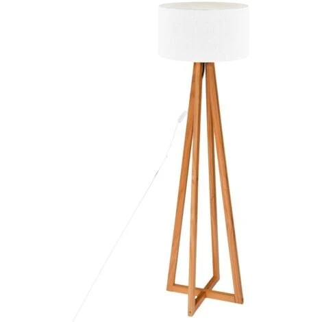 Lampadaire Molu Blanc Et Bois H140cm - Atmosphera Créateur D'intérieur