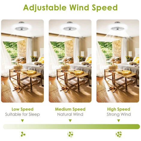 Randaco 80W Ventilateur De Plafond Ventilateur Lampe Ventilateur LED Refroidisseur Sommeil Moderne Calme – Image 3