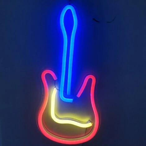 Enseigne Lumineuse Au N��on LED Guitare Veilleuses �� Commande USB Signe De Chapiteau D��coratif Bar Pub Magasin Club Garage D��cor De F��te �� La Maison (Guitare) – Image 4