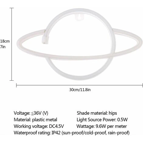 Enseigne Au N��on LED Planet Neon Light Cloud Lightning Applique Murale Led D��coration Murale Batterie/Aliment�� Par USB Pour La Maison Chambre D'enfants Bar Art Mural D��coration Plan��te Bicolore – Image 2