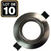 EUROPALAMP Lot De 10 Collerettes Supports Encastrables Orientables Spot LED Rond Alu Brossé - Diametre 90mm - Trou De Perçage 65mm