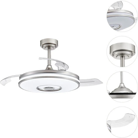 Ventilateur De Plafond Moderne Rétractable, Ventilateurs De Plafond Avec éclairage Et Télécommande, Silencieux Pales De Ventilateur En ABS – Image 3